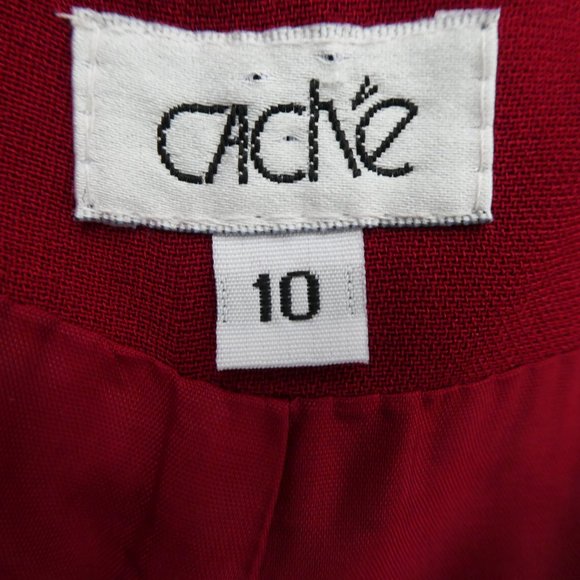 DiSCo Cache Red Wide Leg Pants Lined High Slits Side Zipper USA 10 - Picture 7 of 9